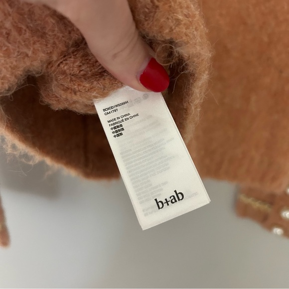 B+AB Orange Gold Pearl Wool Blend Cardigan Sweater - Picture 7 of 8